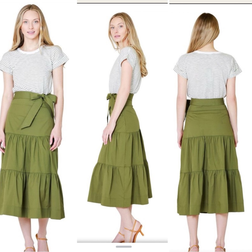 Veronica Beard| NWT Trail Mixed Media Dress - White/Fern|Sz M